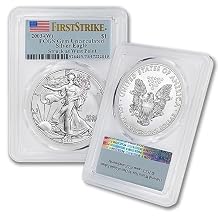 2003 W 1 oz American Silver Eagle Coin Gem Uncirculated First Strike - Struck at West Point - Flag Label $1 GEMUNC PCGS
