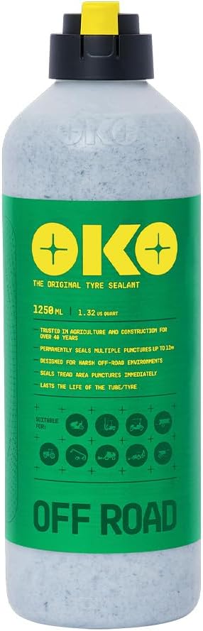OKO Off-Road Tyre Sealant 1250ml – Heavy-Duty Puncture Protection for Tractors & Industrial Vehicles – Seals Up to 12mm – Long-Lasting, Non-Corrosive – Tubeless & Inner Tube Tyres