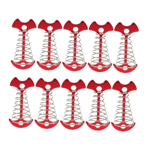 LIOOBO 10pcs Windproof Fish Bone Tent Stakes with Spring Buckle Portable Deck Anchors for Secure Outdoor Camping Hiking and Pool Covers Compact and Lightweight Design