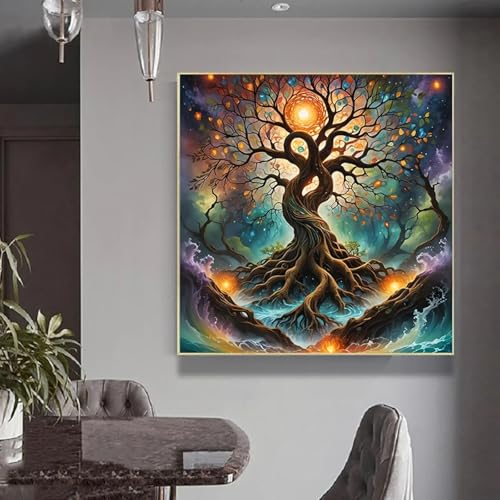 Arbre de vie art mural en impression sur toile carrée 55cm