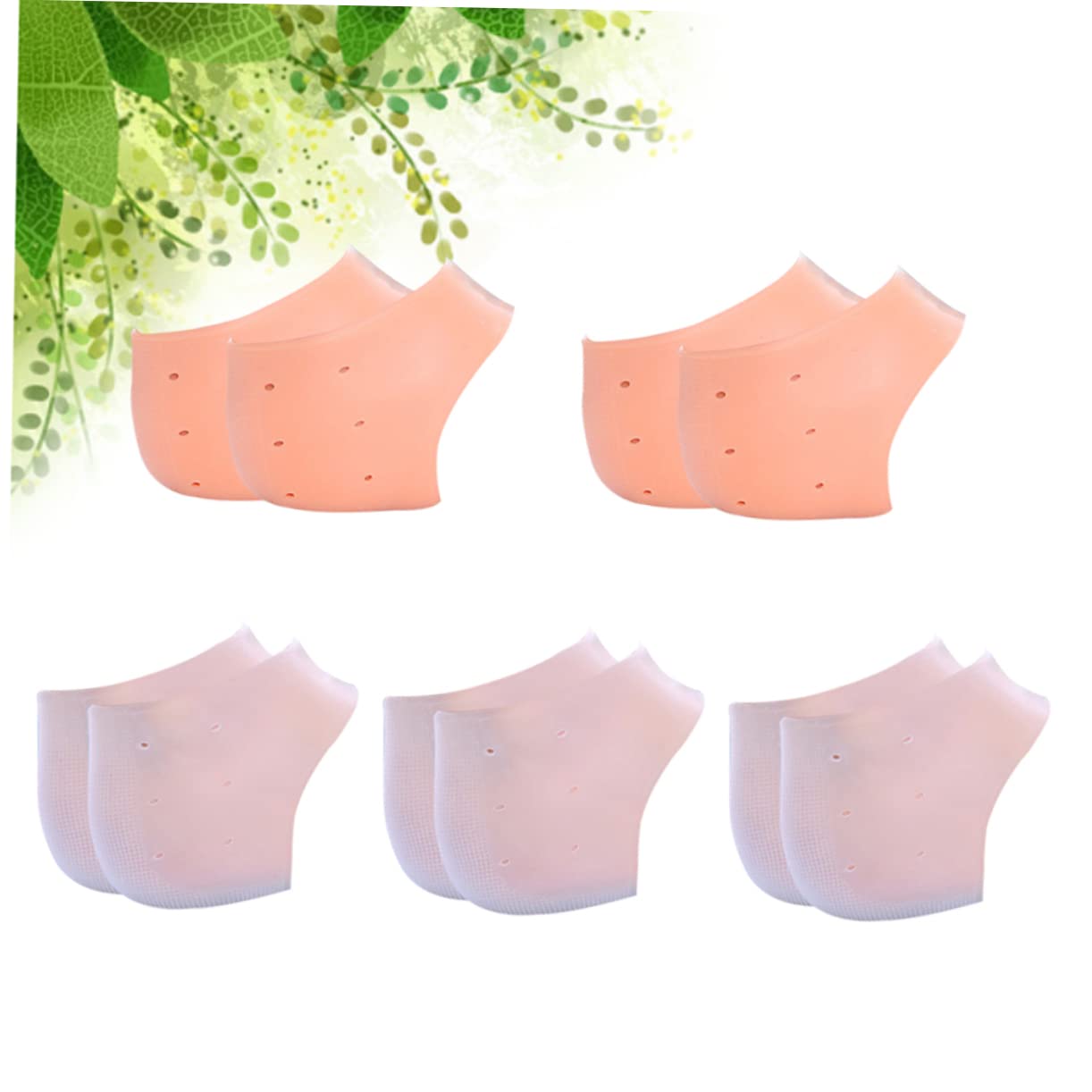 Anneome Silicon Heel Covers 5 Pack Protective Sleeve Socks Crack Set for Dry Cracked Heel Repair