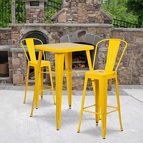 EMMA + OLIVER 4 Pack 30" High Yellow Metal Indoor-Outdoor