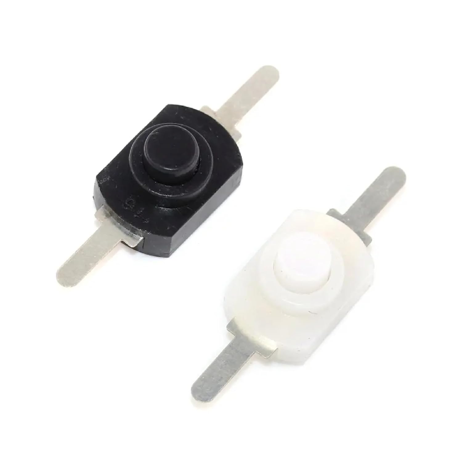 Mini Push Button Switch, Black and White, Self-Locking ON-Off Switch, 12x8mm, 30V DC 1A Rating, 10 Pack, for Electric Torch and Electronic Devices (White)