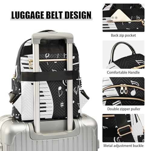 ALAZA Mini Backpack Purse for Women Lightweight Girls Small Size Music Note Piano School Teens College Traveling4