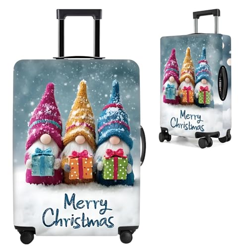 Image of Christmas Luggage Cover - Cute Gnome Travel Suitcase Protector, Waterproof & Stretchable Luggage Sleeve with Zipper for Holiday Travel,M