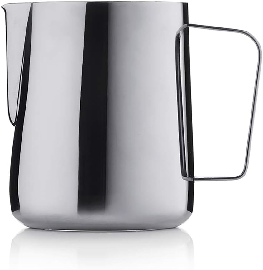 Barista & Co Core Alloy Steel Milk Jug - Portable Milk Frothing Jug for Coffee Machine with Internal Measuring Marks for Coffee Art Making, as Latte, Cappuccino (Black, 600 ml.)