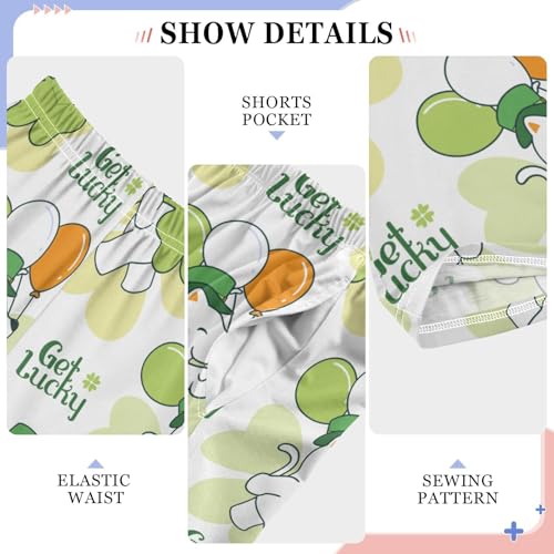 Bear Got Lucky Clover Boys Long Pants Soft Trousers Elastic Waist Kids Lounge Bottoms with Pockets S-XL4