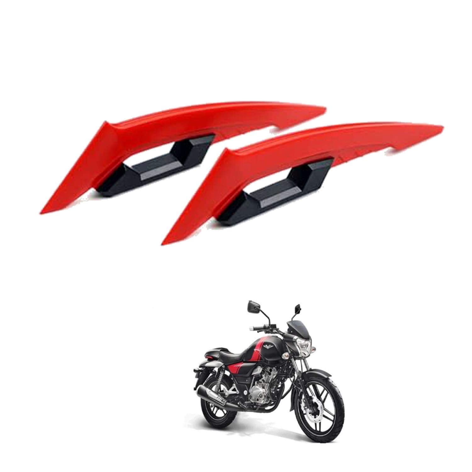 Universal Motorcycle Aerodynamic Wing Spoiler Fairing Kit - Front Side Winglets for Enhanced Stability (Red, Pack of 2) Compatible with Y-amaha-V-M-ax