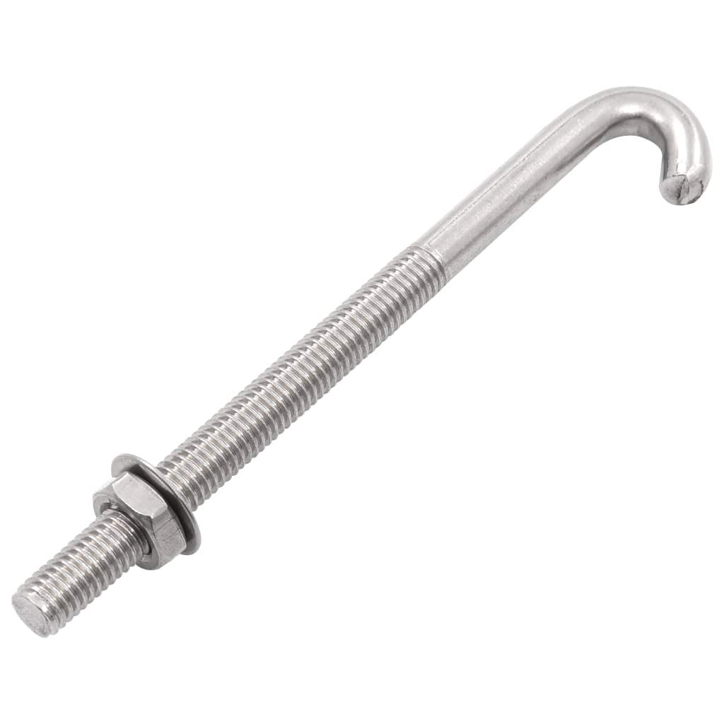 Vite di ancoraggio a J in acciaio inox, M8 x 120 mm, 25 pezzi, con dado e rondella per recinzione a doppia asta, recinzione, cancello da giardino, fissaggio in giardino ed esterno