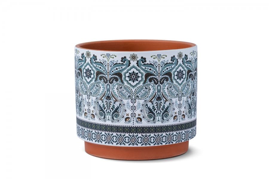 SGC Indoor & Outdoor Flower Pots Home Garden Modern Décor Ceramic basin with a paisley-inspired design 13.6x13.6x12 Cm