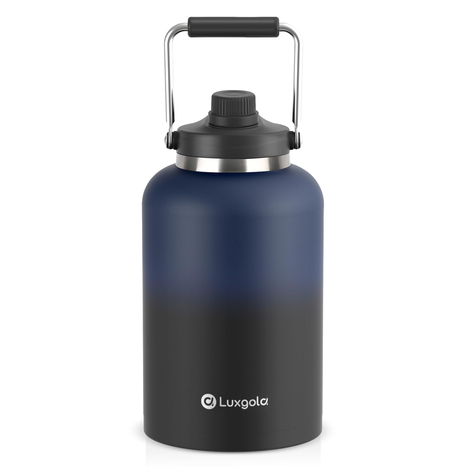 Luxgola 128 oz Insulated Water Bottle with Spout Lid and Handle, One Gallon Stainless Steel Double Vacuum Water Jug for Hot & Cold Drinks - Sweat