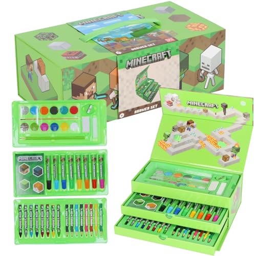 Set créatif Minecraft 52 pièces avec feutres, peinture et pastels