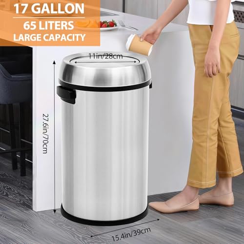Caneca de basura redonda de acero inoxidable 17 gal miniatura 3