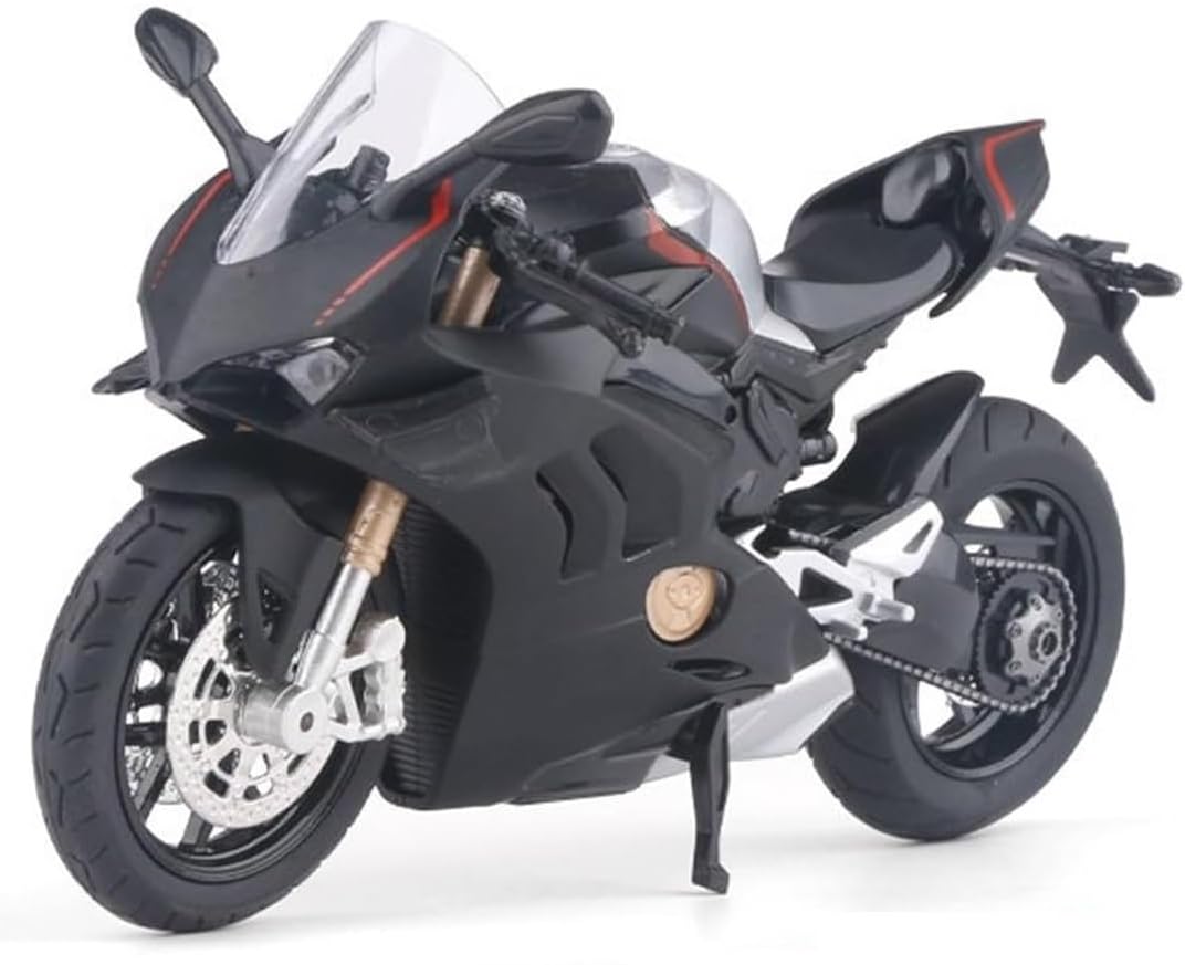 Scale Motorcycle Model Motorcycle Model 1:12 Bike Diecast Motorcycle Model with Sound & Light Birthday Gift Collection Bike Black or Red As Per Stock(Ducati V4S Panigale)