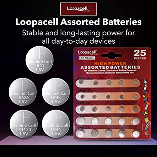 LOOPACELL High Power Button Cell 1.5V Alkaline Assorted Battery...