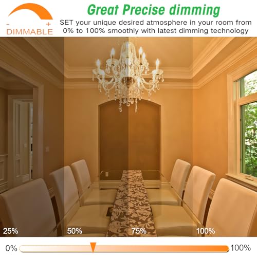 Image of Yochoice 24-Pack Dimmable E12 Candelabra Bulbs 40Watt Equivalent, 2200K Amber Warm White, 380Lumens, 4W B11 Chandelier Light Bulbs, Filament Clear Glass Candle Lamp for Ceiling Fan Home Decor
