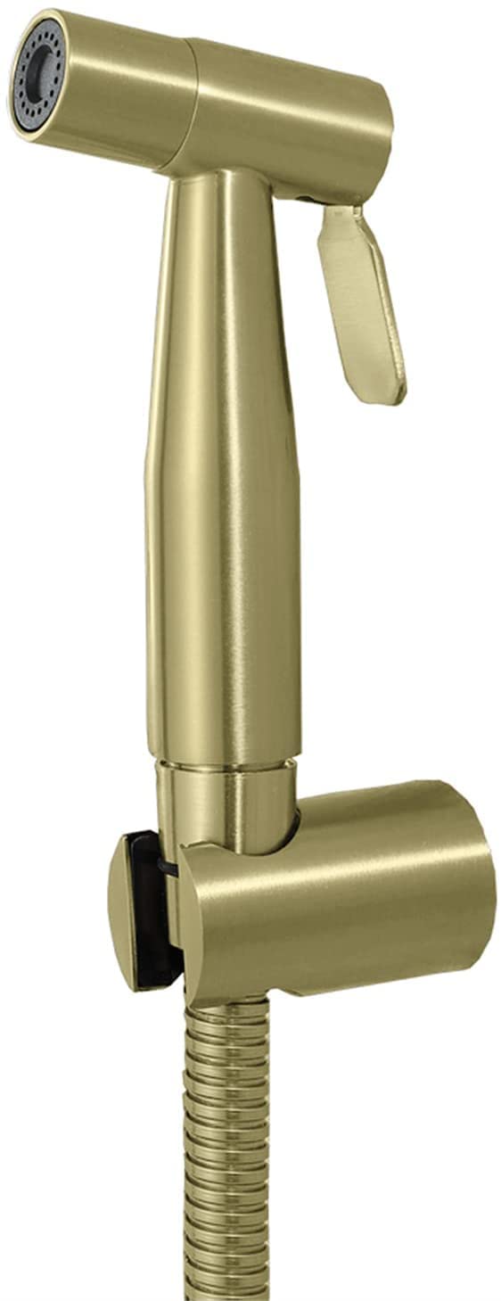 Pulverizador de inodoro de mano de acero inoxidable para baño, montaje en pared, autolimpiante, ducha higiénica, oro cepillado, bidé de mano premium para higiene personal y fácil instalación