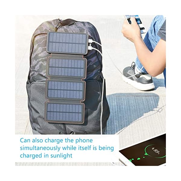 Solar-Charger-25000mAh-FEELLE-Solar-Power-Bank-with-Dual-21A-USB-Output-Portable-External-Battery-Charger-for-Smart-Phone-Tablet-and-More FEELLE Solar Charger Power Bank - 25000mAh Portable Phone Charger 3A Fast Charging External Battery Pack with 4 Solar Panels for Phone Outdoor Camping Orange