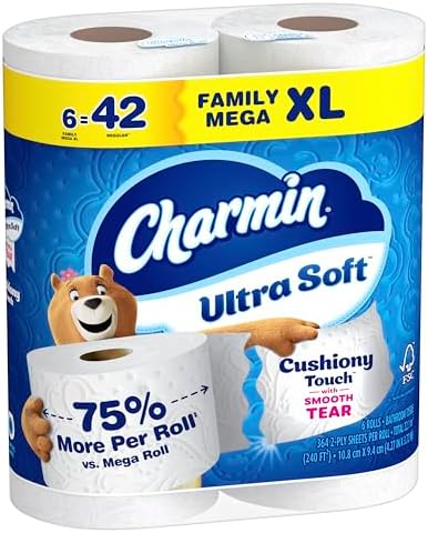 Charmin Ultra Soft Cushiony Touch Toilet Paper, 6 Family Mega XL Rolls = 42 Regular Rolls — view 9