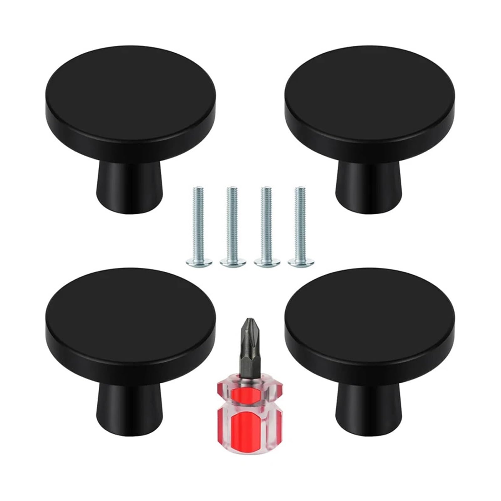 Xavren Black Round Cabinet Knobs 10Pcs 30Mm Round Aluminum Cabinet Knob With Screws