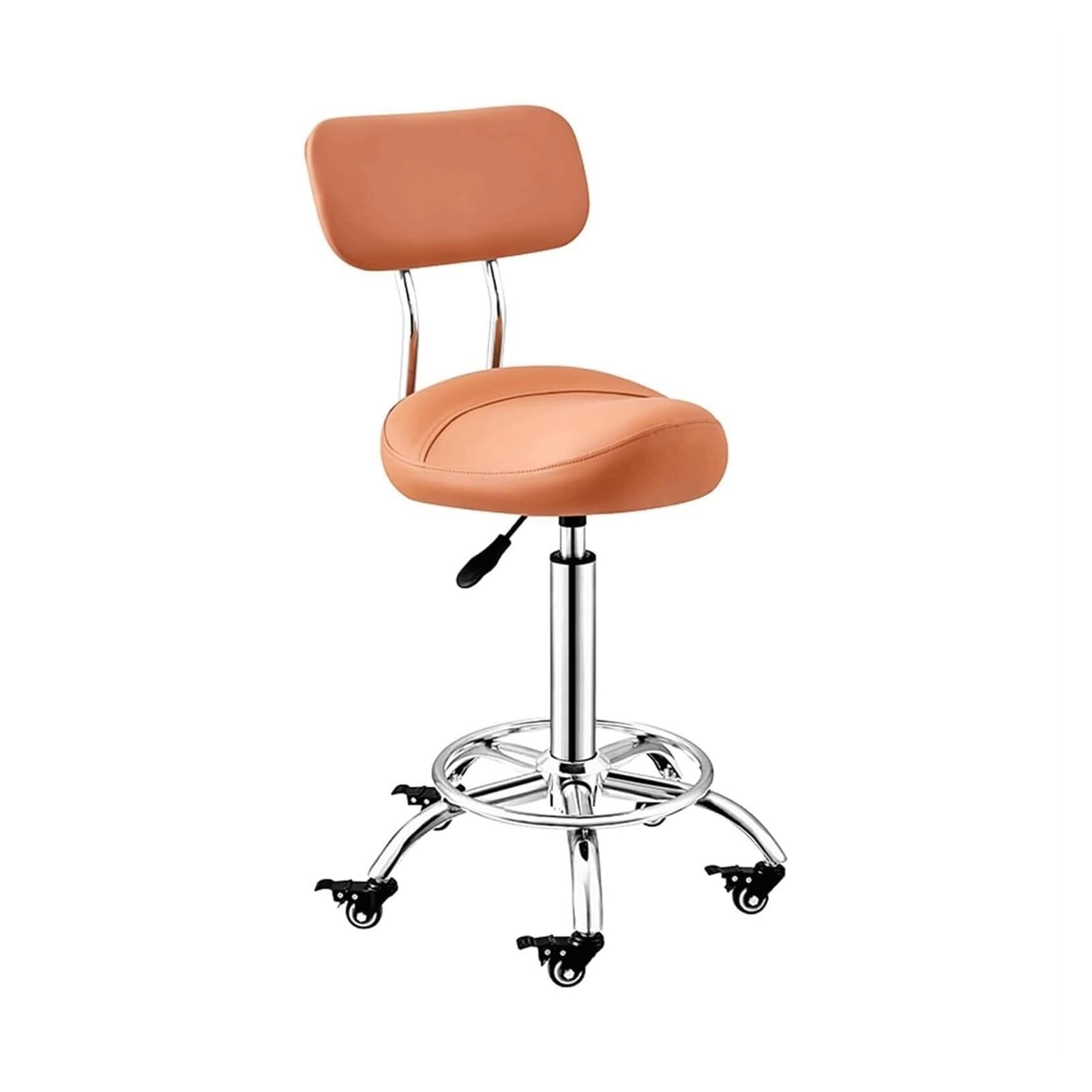 METTEOR Saddle Stool 50~70cm Adjustable Height Swivel Saddle Chair with Locking Wheel,footrest and Backrest Rolling Stool Salon Stool
