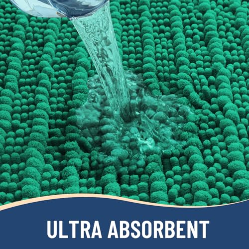 Image of Arotive Luxury Small Bathroom Rugs 24x16, Extra Soft Thick Absorbent Shaggy Chenille Bath Rugs, Machine Wash Dry, Bath Mats for Bathroom Floor, Tub and Shower, Home Decor Accessories, Emerald