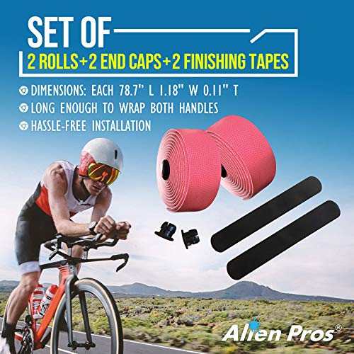 Image of Alien Pros Bike Handlebar Tape PU (Set of 2) Black Red White Pink Blue - Enhance Your Bike Grip with These Bicycle Handle bar Tape - Wrap Your Bike for an Awesome Comfortable Ride