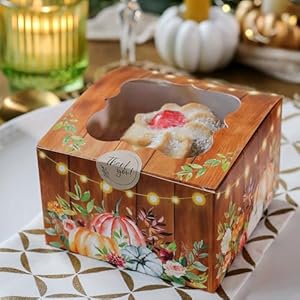 Kate Aspen Fall Cookie Boxes with Window and Decorative Seal Sticker Set of 30 Treat Boxes For Desserts Party Favors For Guests