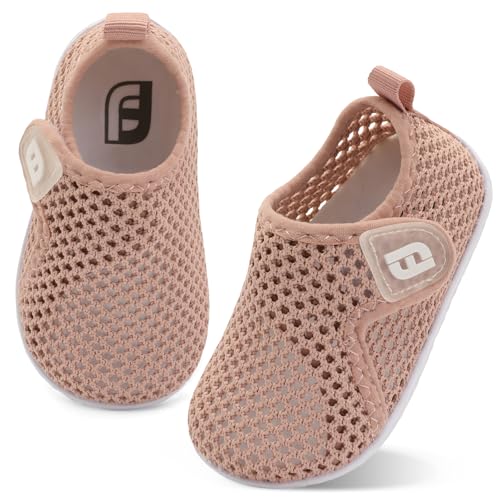 Baby Girls Boys Water Shoes Swim Toddler Barefoot Water Sports Sandals Aqua Socks Sneakers First Walking Shoes for Beach DarkPink 12-18 Months Infant