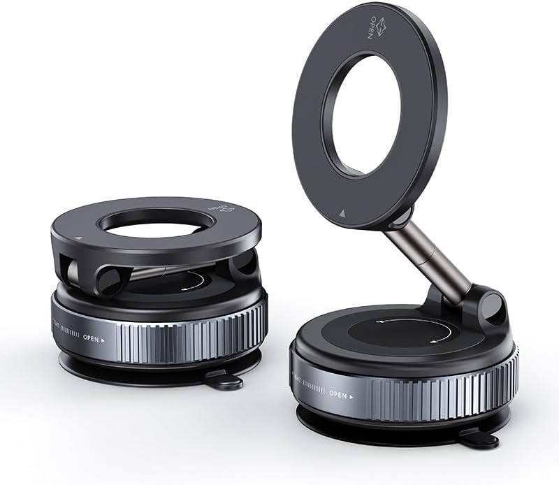 Miniatura 9 de Soporte magnético de teléfono para automóvil, con ventosa ajustable de 360, soporte de teléfono MagSafe tamaño de bolsillo, soporte de teléfono
