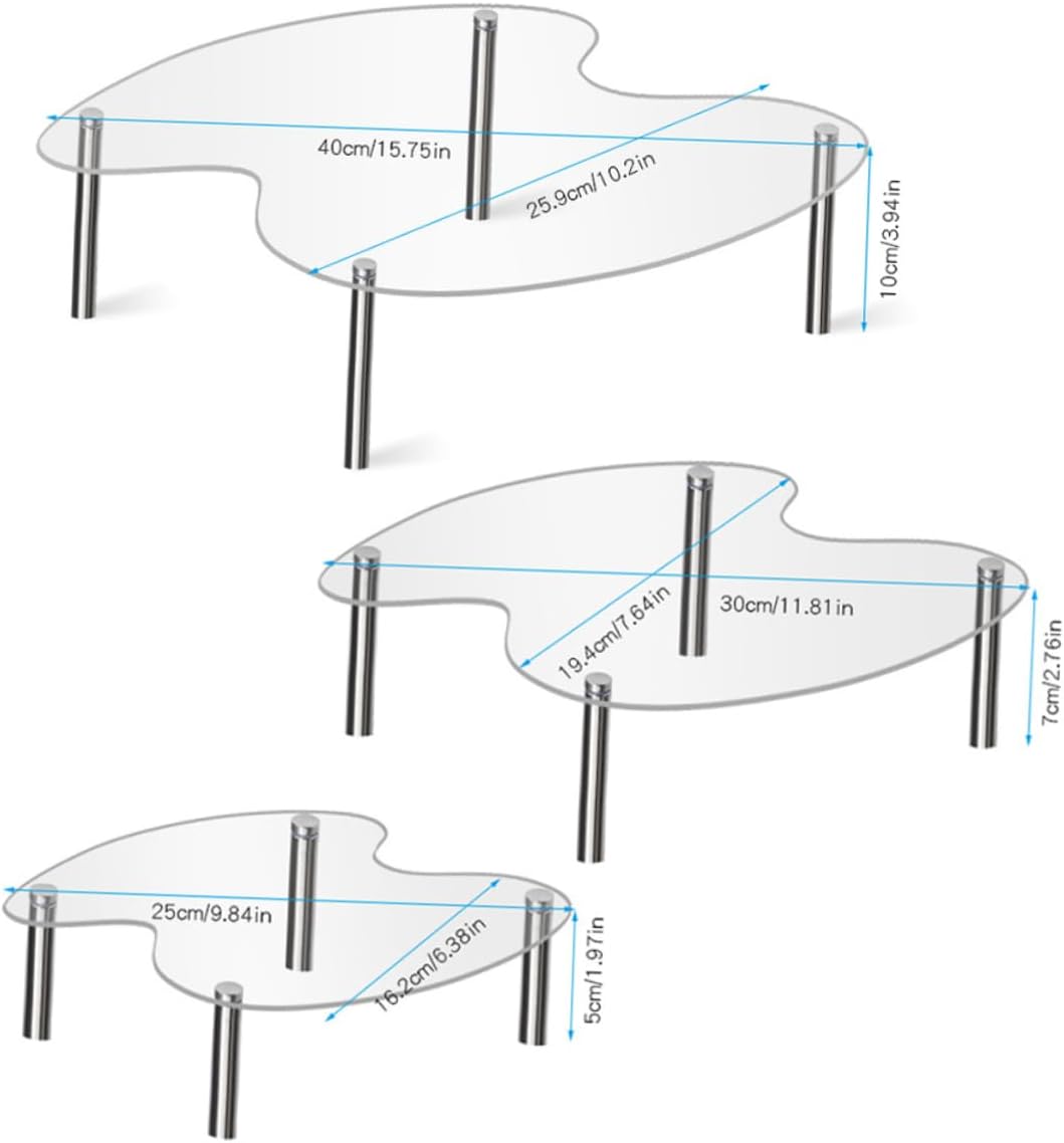 3Pcs Acrylic Cake Display Stand Stackable Tiered Stands for Desserts Cupcakes and Handicrafts Compact and Fashionable Storage for Home Decor