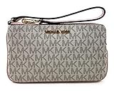 Michael Kors Jet Set Travel Large Top Zip Signature PVC Wristlet Clutch (vanila/bush)