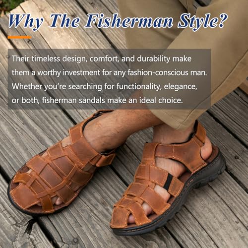 Mens Fisherman Leather Closed Toe Sandals Walking Dress Casual Sandalias Whith Memory Foam Summer Outdoor Athletic Adjustable Comfortable2