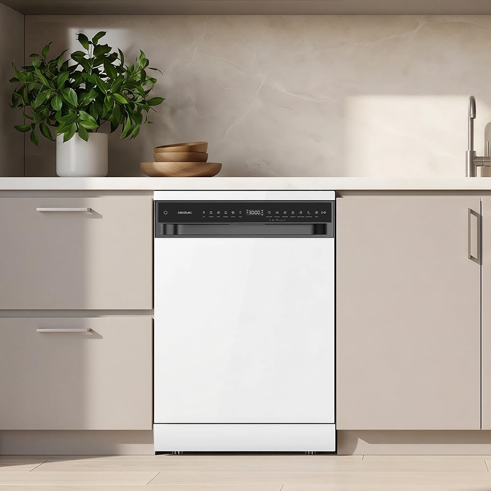 Cecotec Lavavajillas 60 cm Libre Instalación Bolero Aguazero 6550 | 16 Servicios, 3ª Bandeja Cubiertos, Motor Inverter Plus Duo, Control Touch, 12 Programas, Secado Autoapertura O2Dry