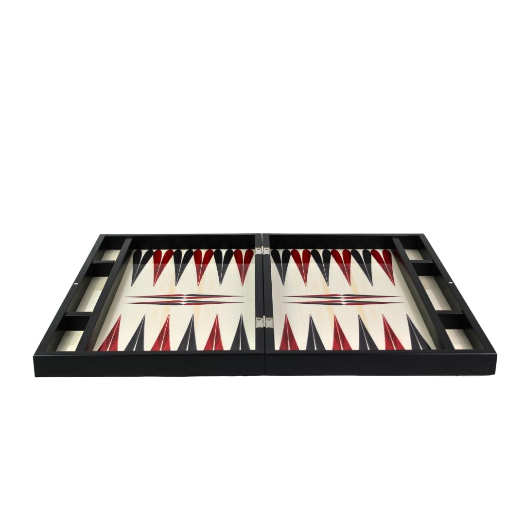 Juego de backgammon de madera de 23 pulgadas con diseño blanco