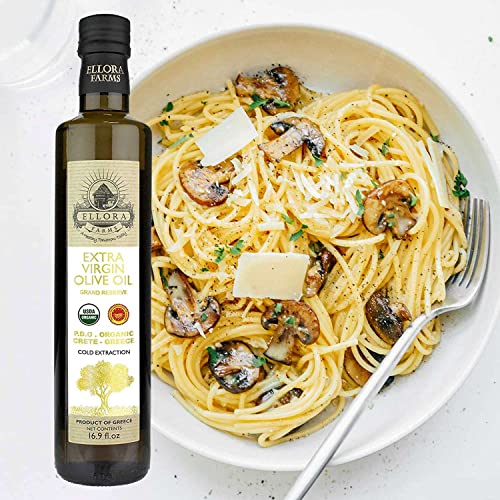 Ellora Farms, Organic Greek Extra Virgin Olive Oil, Certified Single Estate Pdo Organic Greece, First Cold Pressed, High In Polyphenol, Unfiltered & Unrefined, Kosher, , Dark Bottle, 17 Fl Oz, Pack Of 2 #TOP3
