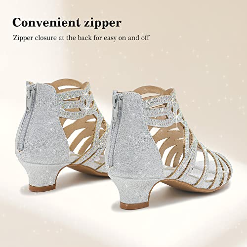 Image of LAURMOSA Little Girls Sandals High Heels Formal Shoes Open Toe Pump Sandals Glitter Party Wedding Shoes for Big Kids Toddler