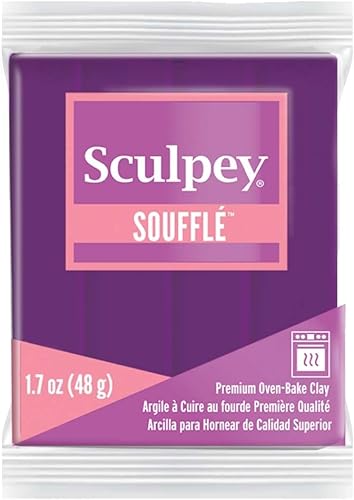 Sculpey Soufflé™ - Arcilla de horno polimérica, morado uva, no tóxica, barra de 1.7 onzas, ideal para hacer joyas, vacaciones, bricolaje, medios