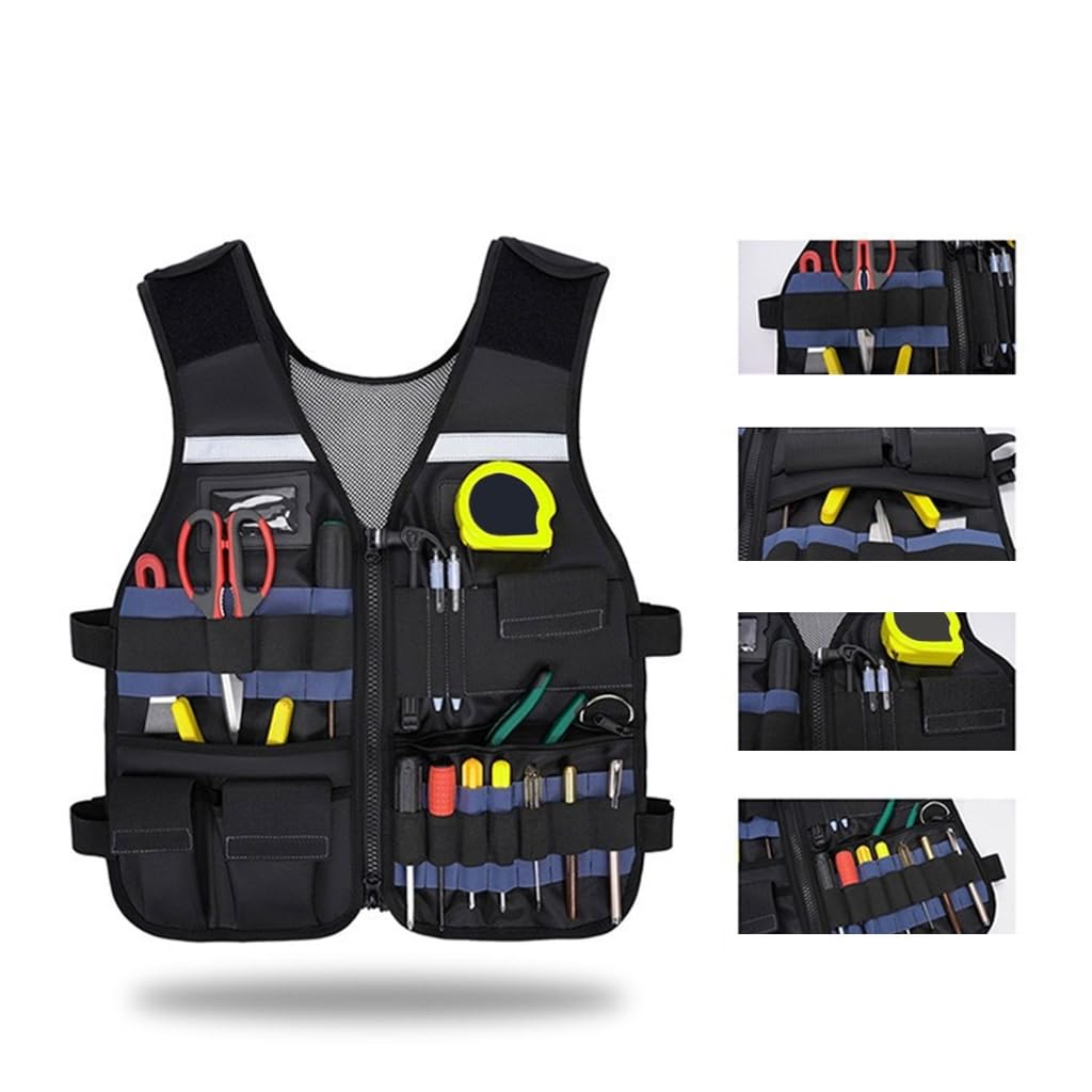 Chaquetas de trabajo con bolsillo ajustable, chaleco de construcción, chaquetas de trabajo con cinturón de herramientas ajustable, múltiples bolsillos