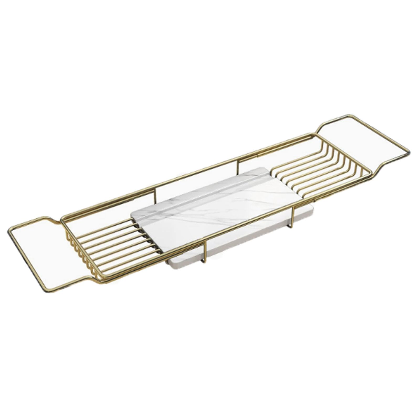 JKJZSALJ Adjustable Stainless Steel Bath Caddy Rack | Extendable Tray 65-95Cm | Tidy For Home Spa | Fits Most Bathtubs | Premium Quality Bath Accessories,Gold a-65cm
