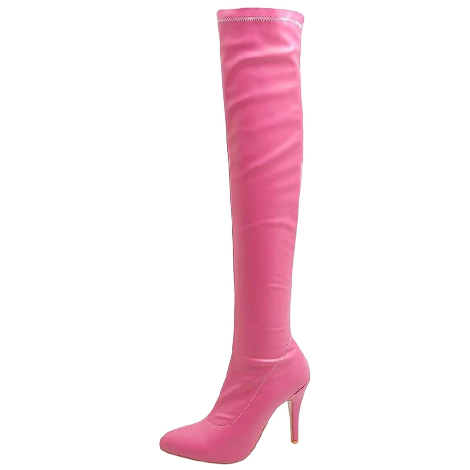 WomenS Elastic Thigh High Boots High Heels Pointed Toe Over-The-Knee Long Party Fashion Boots Big Size