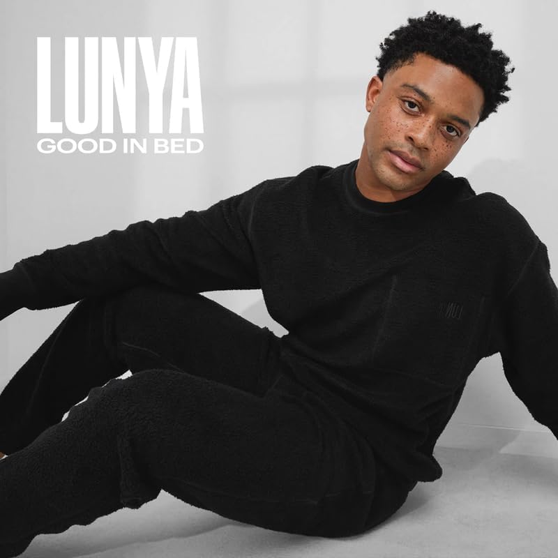 Lunya Men’s Silksweats Reversible Sherpa and Cotton Sweatshirt - Warm Sweater for Men - Immersed Black - Size S-XXL - Image 2