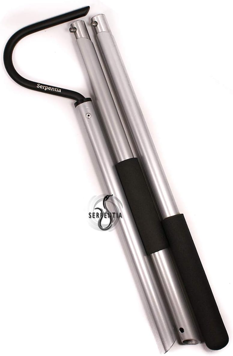 Serpentia 105cm (42'') SILVER Collapsible 3 pc Snake/Reptile Handling Hook with Case