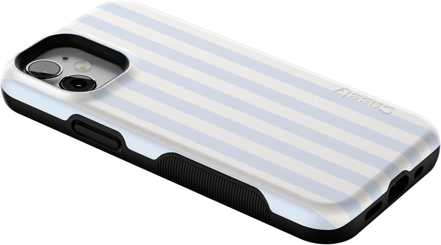 Casely iPhone 12 Mini Case | Blue Stripes | Sunday Best | Bold Protective Design | Compatible with MagSafe