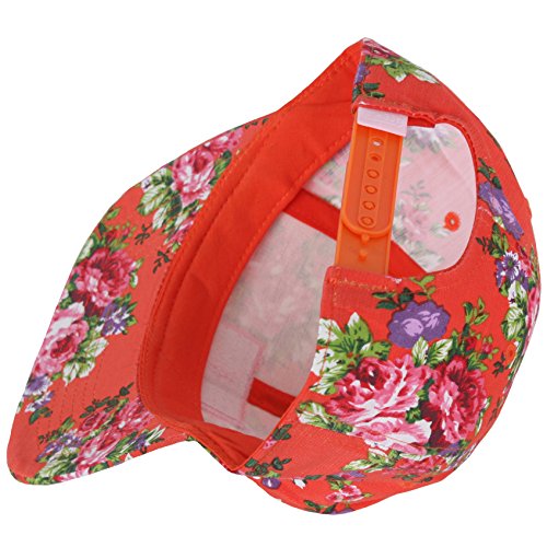 Raon H99 Flower Pink Rose Lettering Cute Club Hiphop Ball Cap Bill Snapback Flat Hat (Orange) #TOP2
