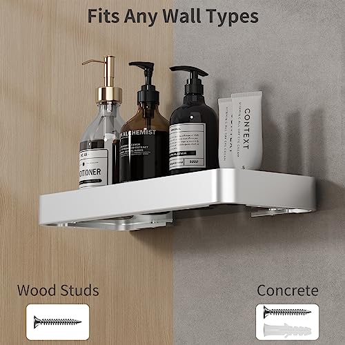 Danpoo Bathroom Wall Shelf, Small Floating Shelf For Bathroom Wall Storage, 12" Glass Bathroom Shelf Organizer Wall Mounted, Silver #TOP6
