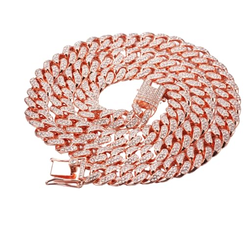 Cuban Link Chain for Kids Teen - Luxury 18K Real Gold/Platinum White Gold/Rhodium Black/Rose Gold Plated - Iced Out Bling 14MM Width Necklace Bracelet - Fits Ages 8–16 - Giftbox Included