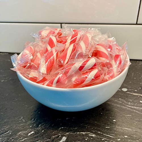 RiverFinn Mini Old Fashioned Candy Cane Sticks, BUBBLE GUM FLAVOR, Pink & White, Wrapped, Bulk/Wholesale, Great for Christmas Stockings, Baby Showers, Candy Buffets & Bowls, Gifts, Baking, Entertaining & More! (2 Pounds)