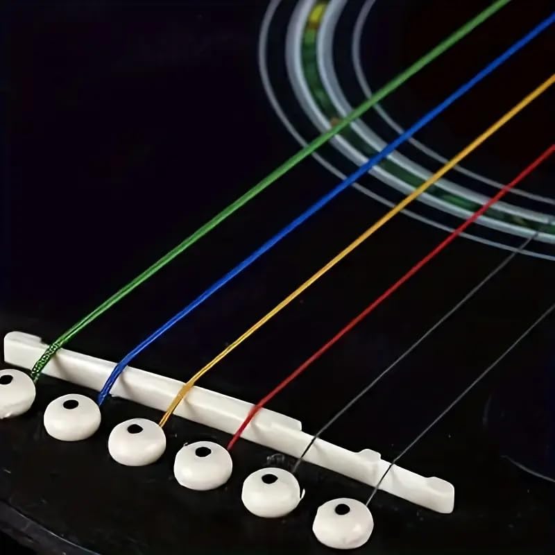 Cuerdas Metálica Guitarra Acústica, Cuerdas de Metálica de primera calidad para Acústica, Juego de Cuerdas para Guitarra, Apto para guitarras acústicas, 6 cuerdas, Multicolor - imagen 3