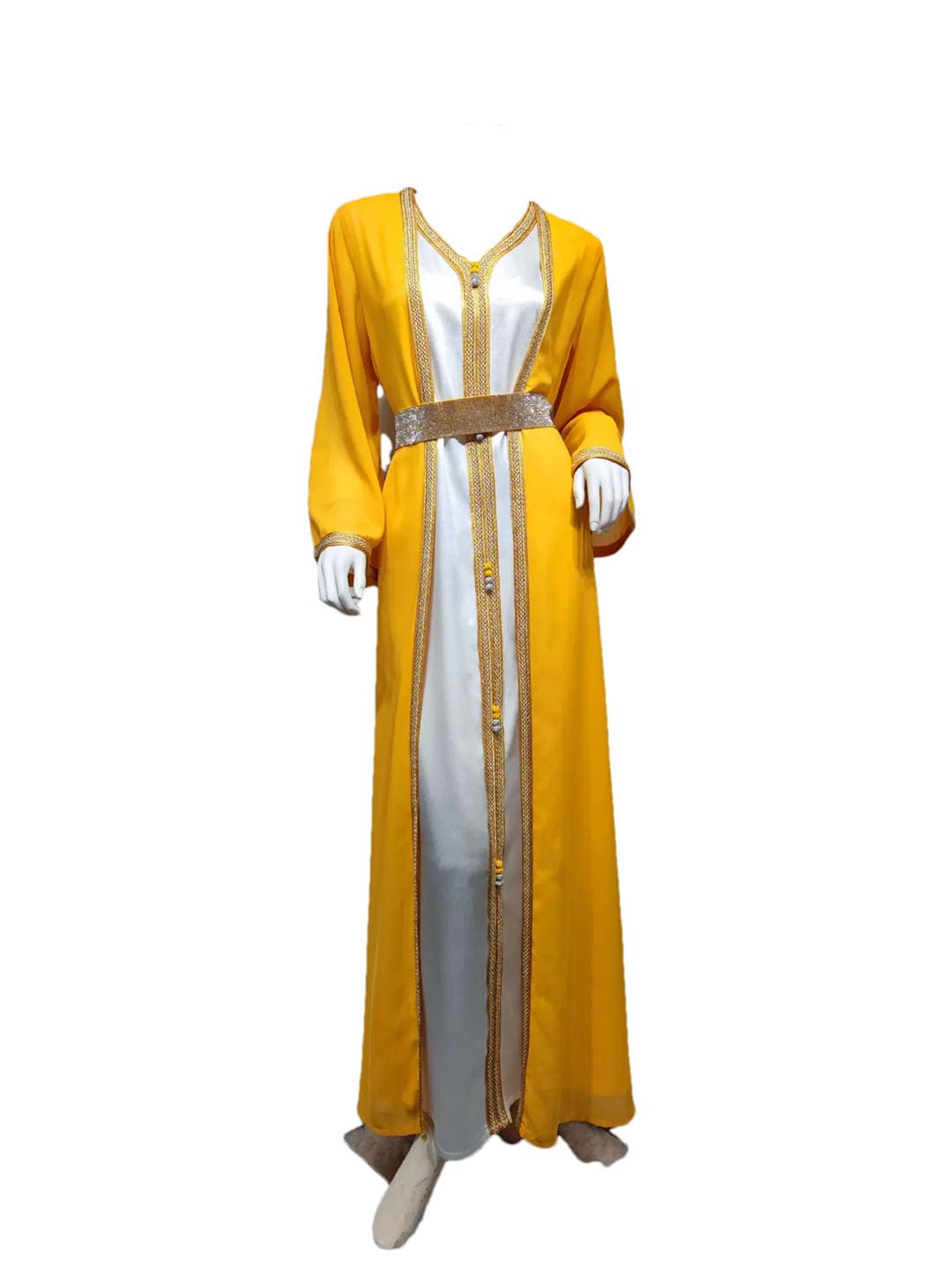 LNNSHX Zweiteiliges Abaya-Set für Damen, Weste, langes Kleid mit muslimischer Chiffon-Oberbekleidung